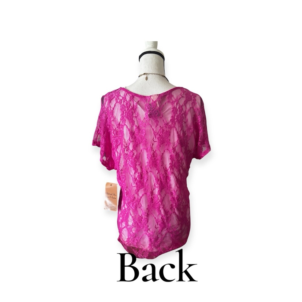 Pink Lace Tie-Front Top NWT - Picture 5 of 7